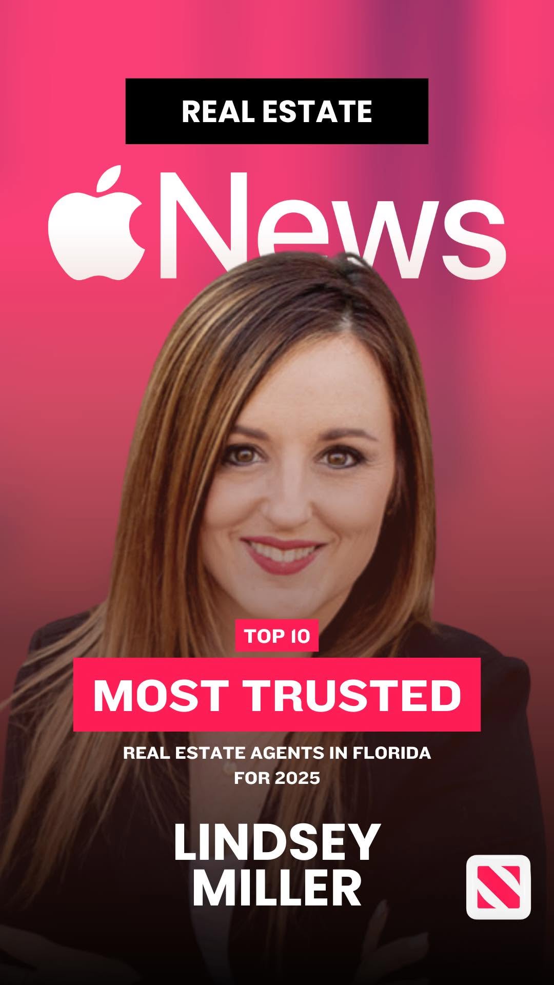Lindsey Miller featured in Apple News — Top 10 Most Trusted Real Estate Agents in Florida for 2025